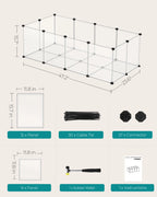 SONGMICS 20 Panels Pet Playpen with Floor, Small Animal Playpen, Pet Fence Indoor, DIY Plastic Enclosure for Guinea Pigs, Bunny,