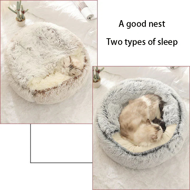 Soft Plush Round Cat Bed for Small Dogs - 40cm