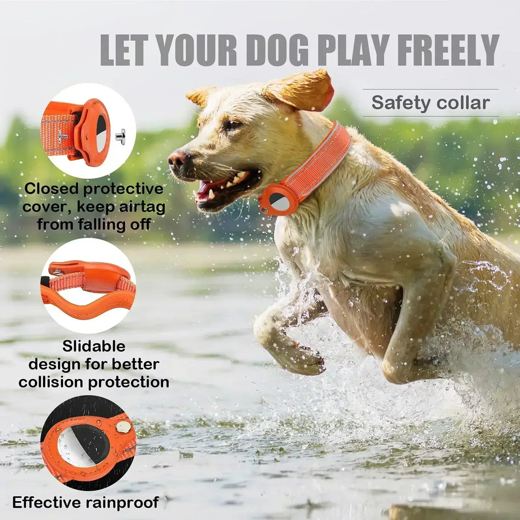 Waterproof Airtag Dog Collar for Large Dogs - Reflective