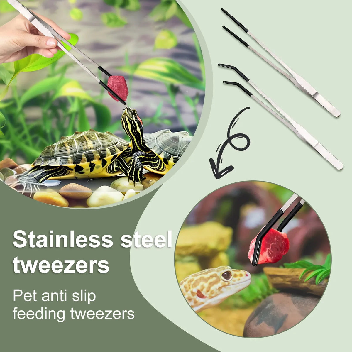 Stainless Steel Reptile Feeding Long Tongs Tweezers For Reptile, Lizards, Spider, Tarantula, Hedgehog, Snake, Aquarium
