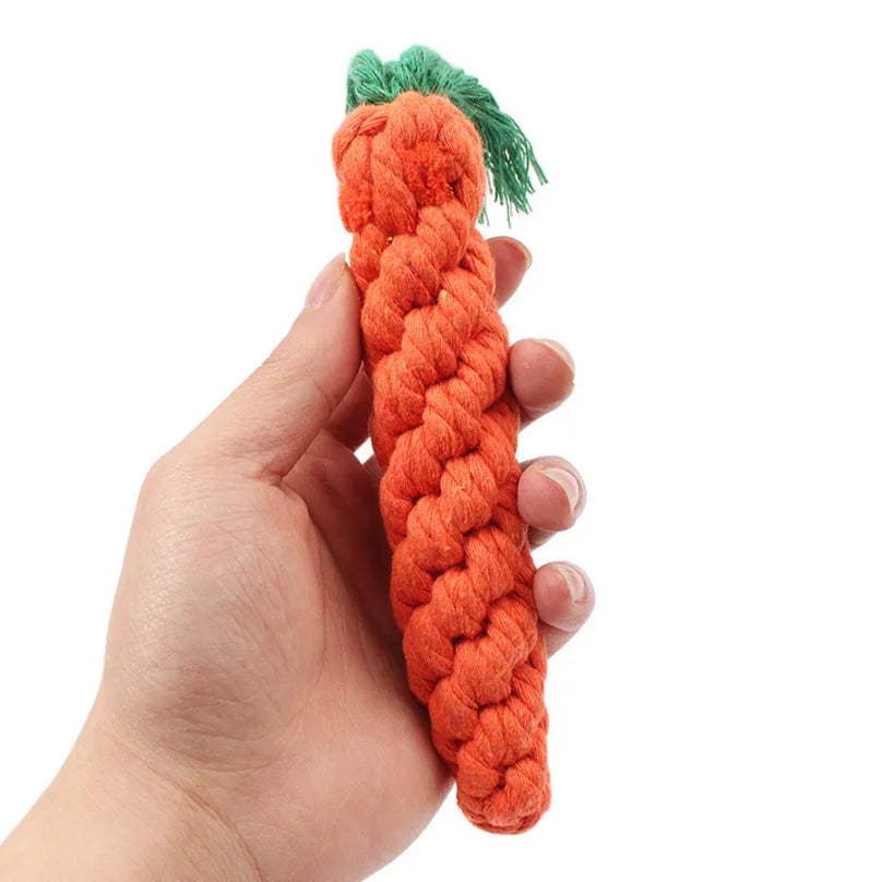 Bite Resistant Cotton Rope Dog Chew Toy - Orange Carrot