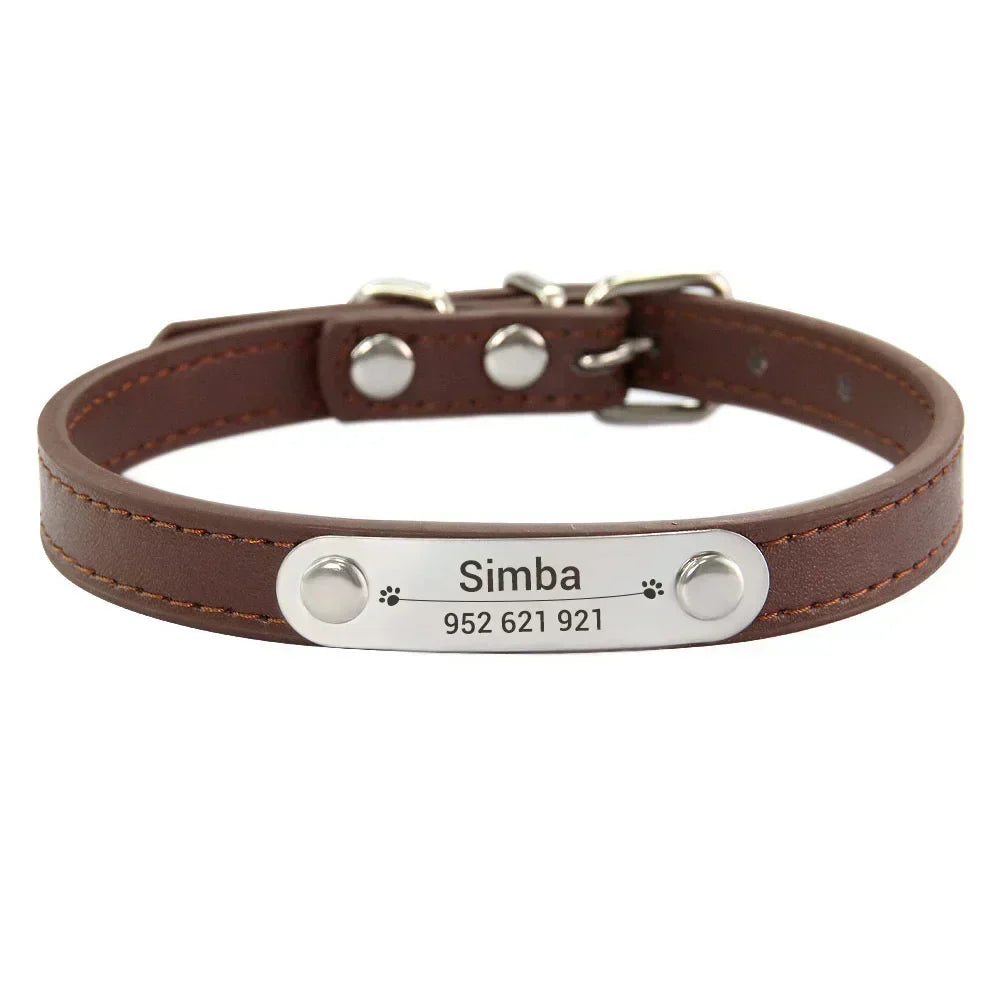 Personalized PU Leather Dog Collar for Small to Large Pets