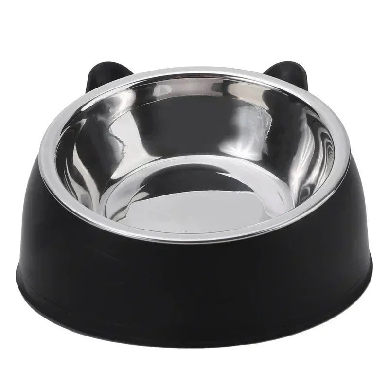Stainless Steel Cat Dog Bowl 15 Degree Tilted Feeder