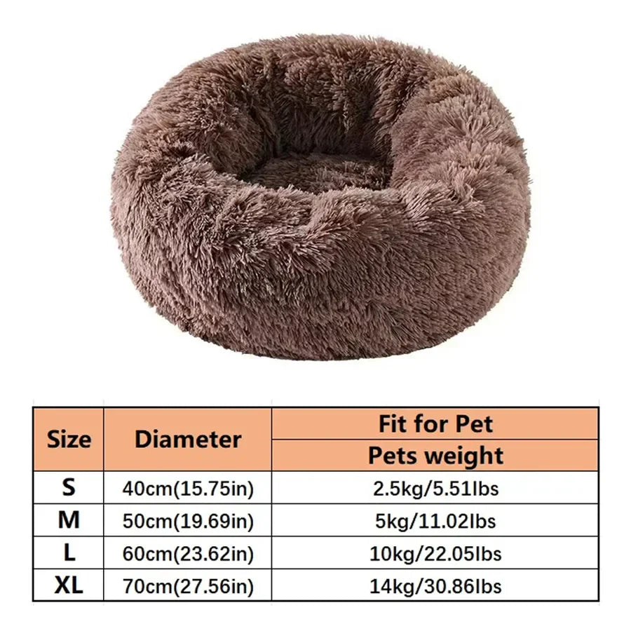 Plush Round Cat Dog Bed - Warm & Washable