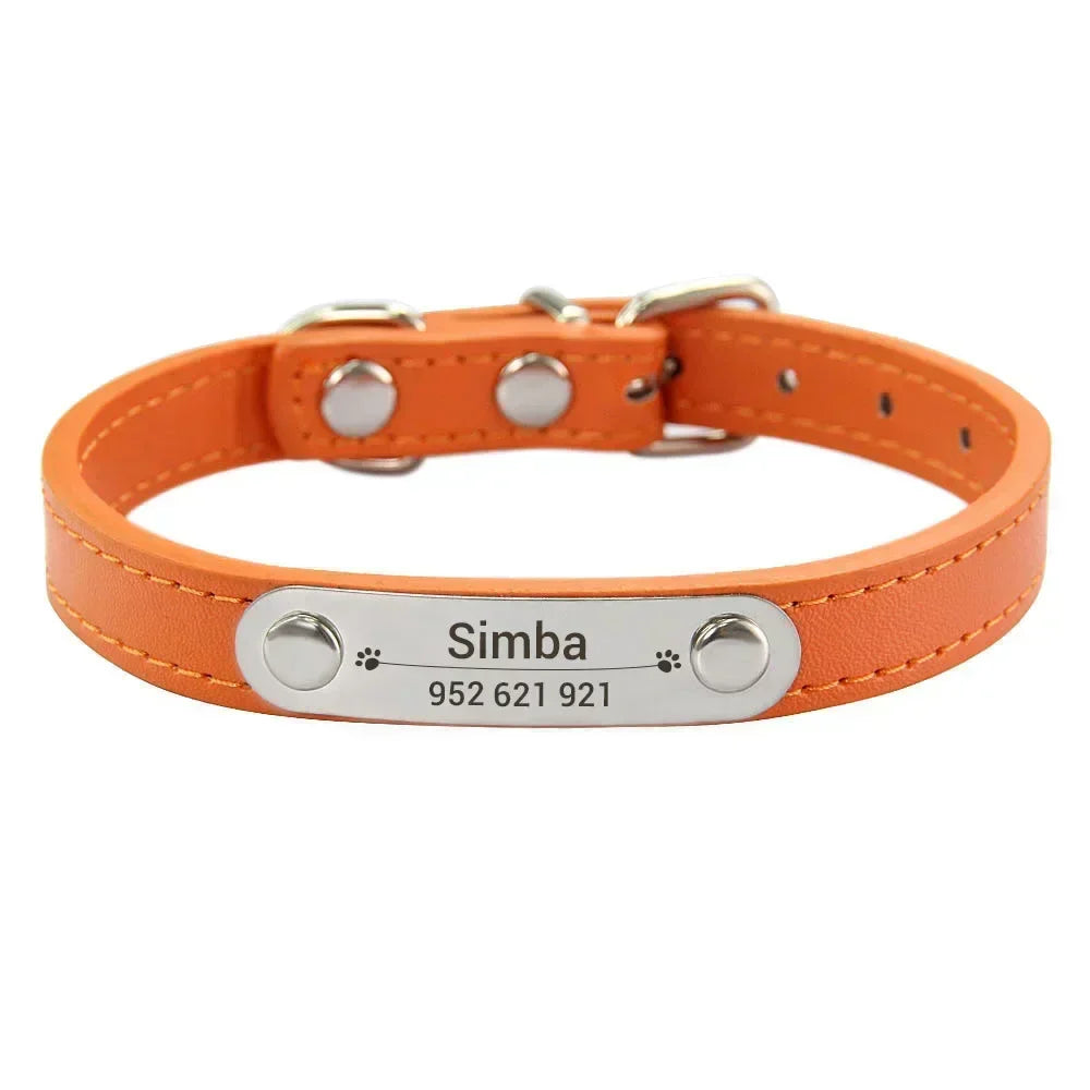 Personalized PU Leather Dog Collar for Small to Large Pets