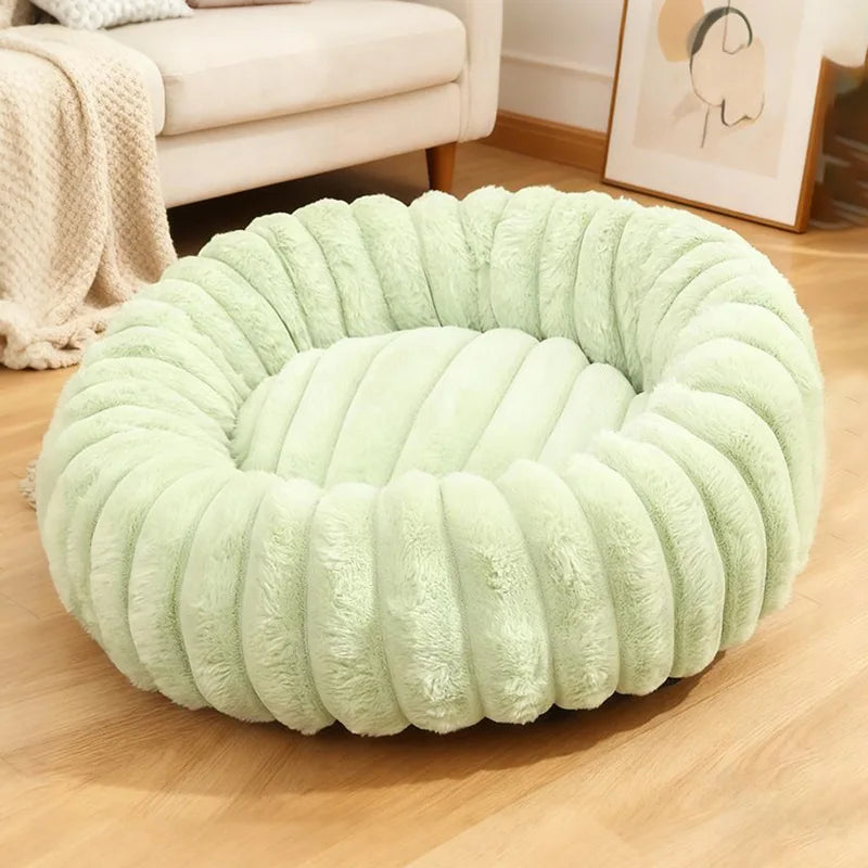 Wool Donut Dog Bed with Rabbit Fur for Small Dogs