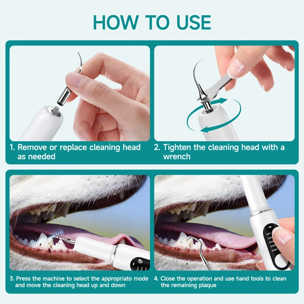 Ultrasonic Dog Tooth Cleaner with LED Light