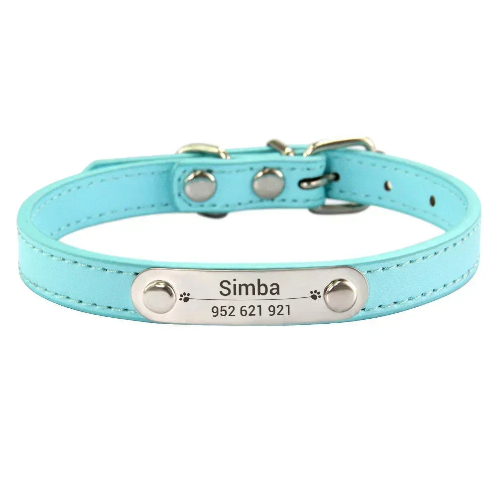 Personalized PU Leather Dog Collar for Small to Large Pets