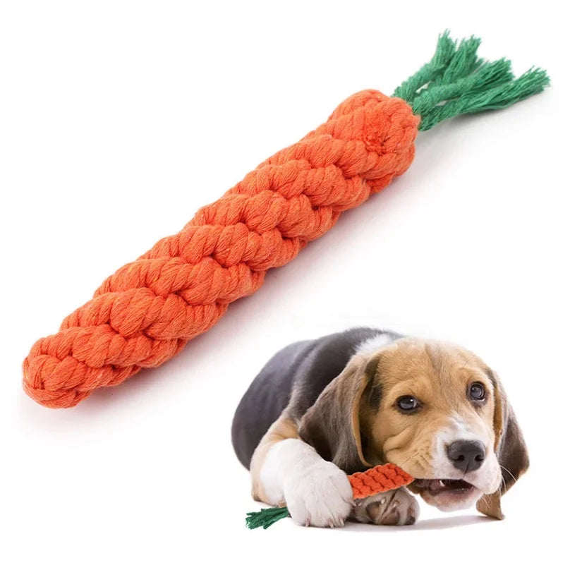 Bite Resistant Cotton Rope Dog Chew Toy - Orange Carrot