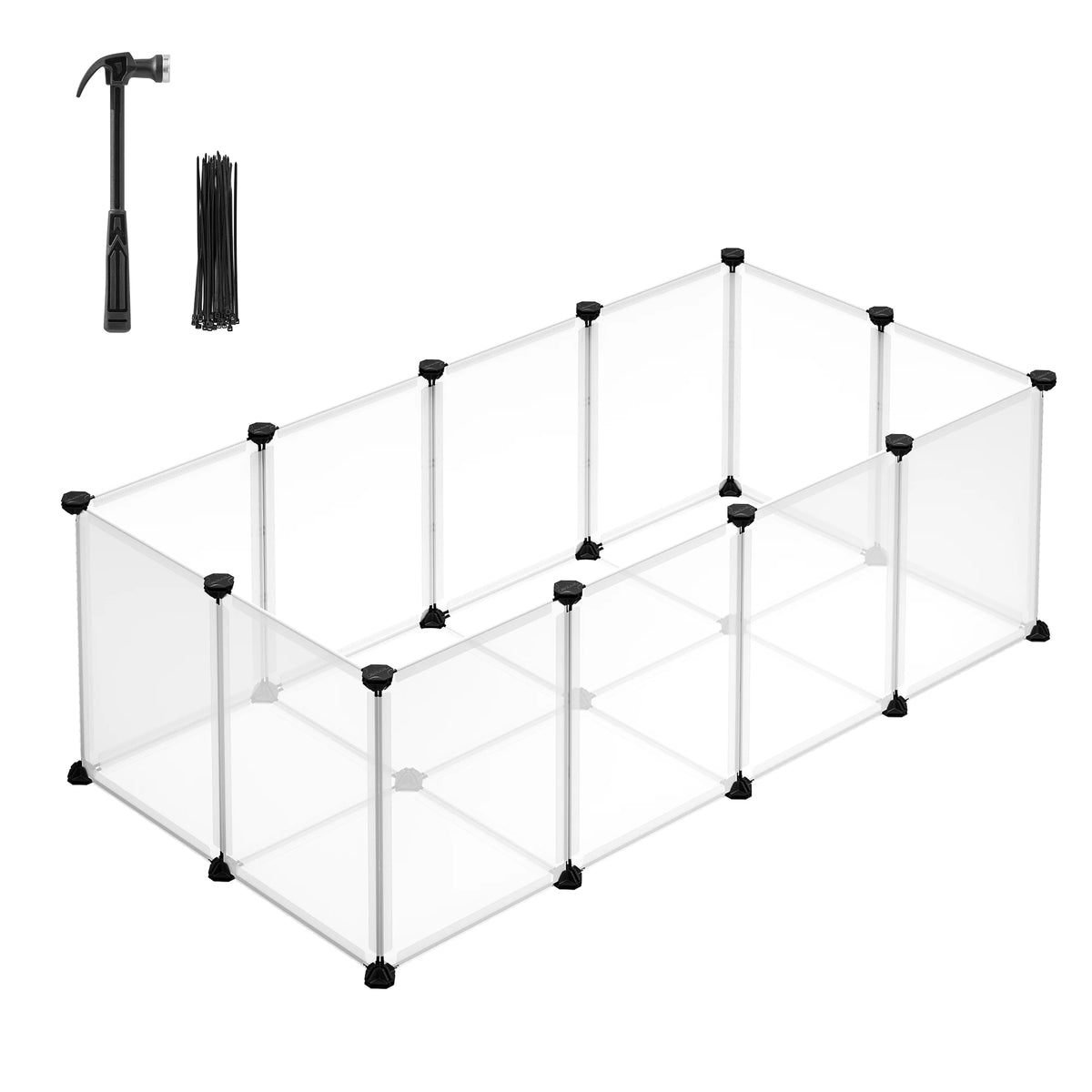 SONGMICS 20 Panels Pet Playpen with Floor, Small Animal Playpen, Pet Fence Indoor, DIY Plastic Enclosure for Guinea Pigs, Bunny,