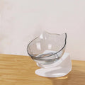 Transparent Tilted Cat Bowl - Splash-Proof Plastic Design