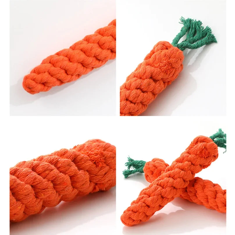 Bite Resistant Cotton Rope Dog Chew Toy - Orange Carrot