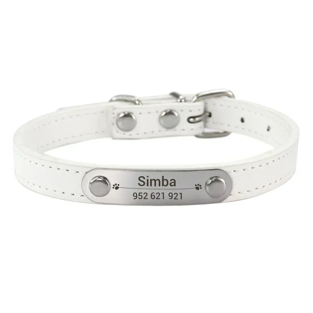 Personalized PU Leather Dog Collar for Small to Large Pets