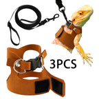 3Pcs Lizard Leash Harness Soft Adjustable Reptile Bearded Dragon Traction Rope Chameleon Amphibians Pet Harness Supplies