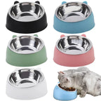Stainless Steel Cat Dog Bowl 15 Degree Tilted Feeder