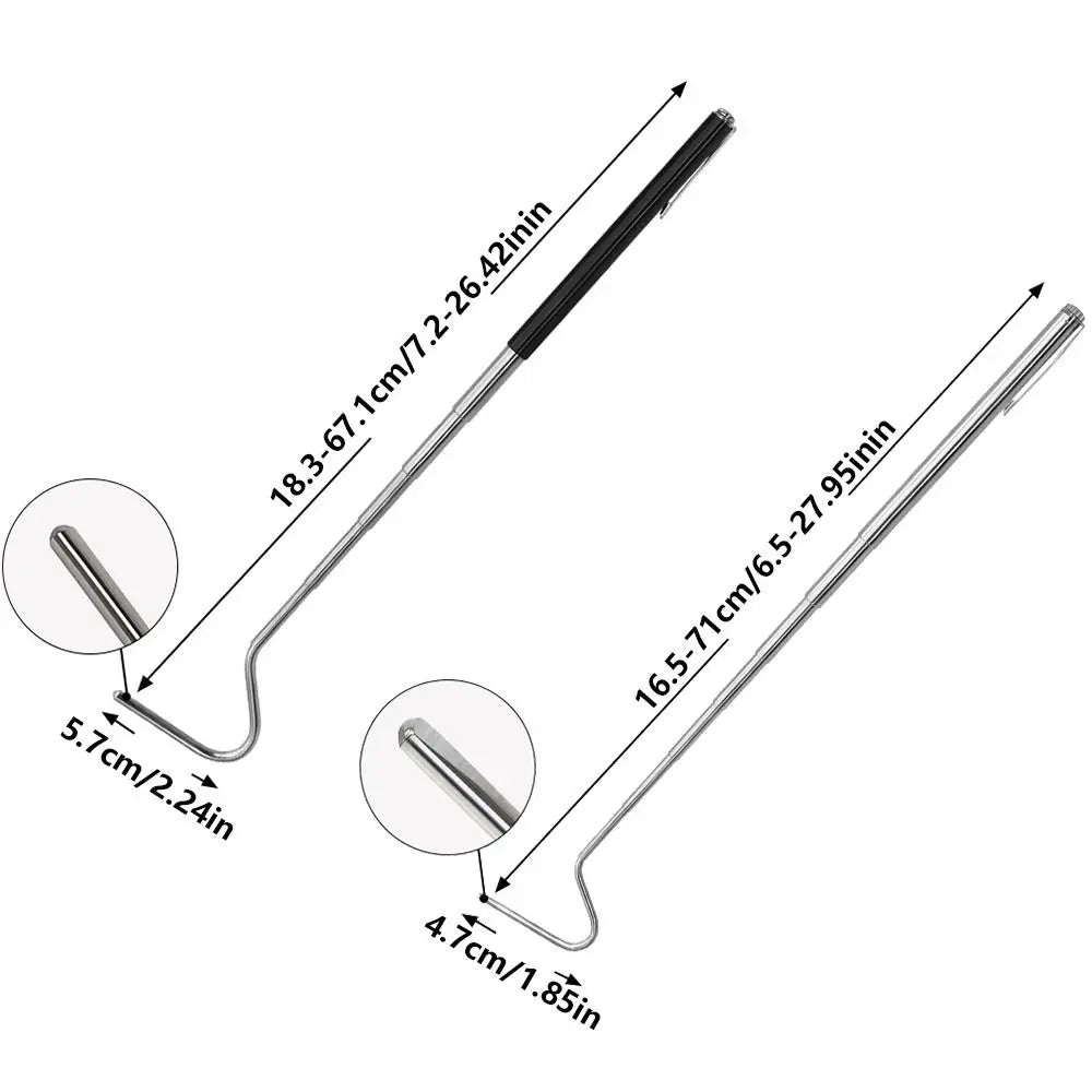 Portable Adjustable Snake Hook Stainless Steel Retractable Reptile Catcher Long Handle Non Slip Grip Snake Catching Tool Outdoor