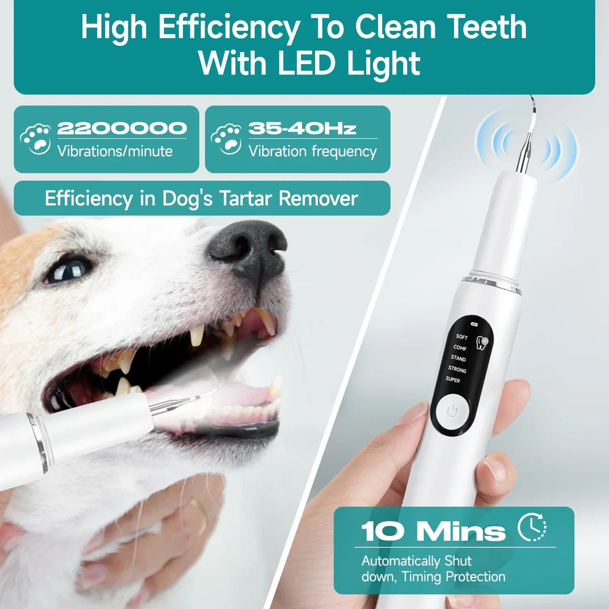 Ultrasonic Dog Tooth Cleaner with LED Light