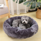 Round Cotton Dog Bed Soft Washable Plush Cushion