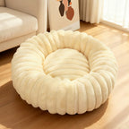 Wool Donut Dog Bed with Rabbit Fur for Small Dogs