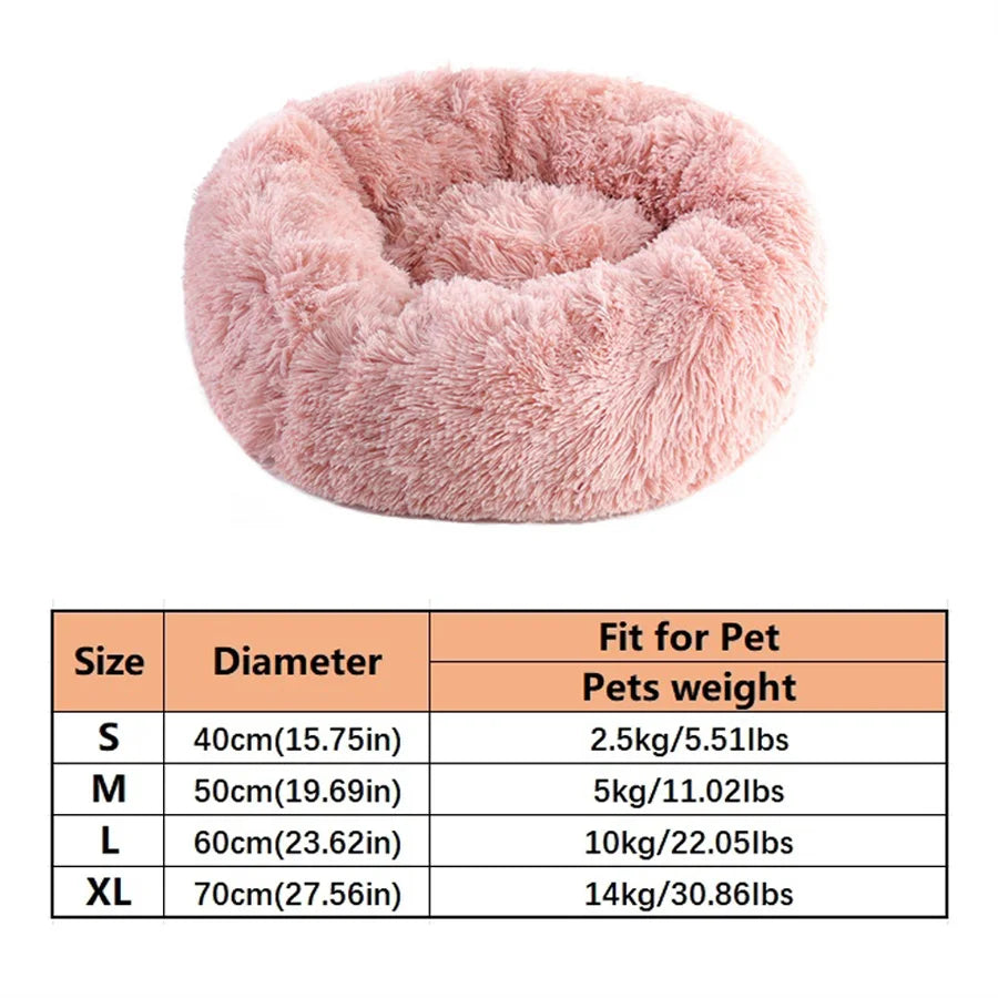 Plush Round Cat Dog Bed - Warm & Washable
