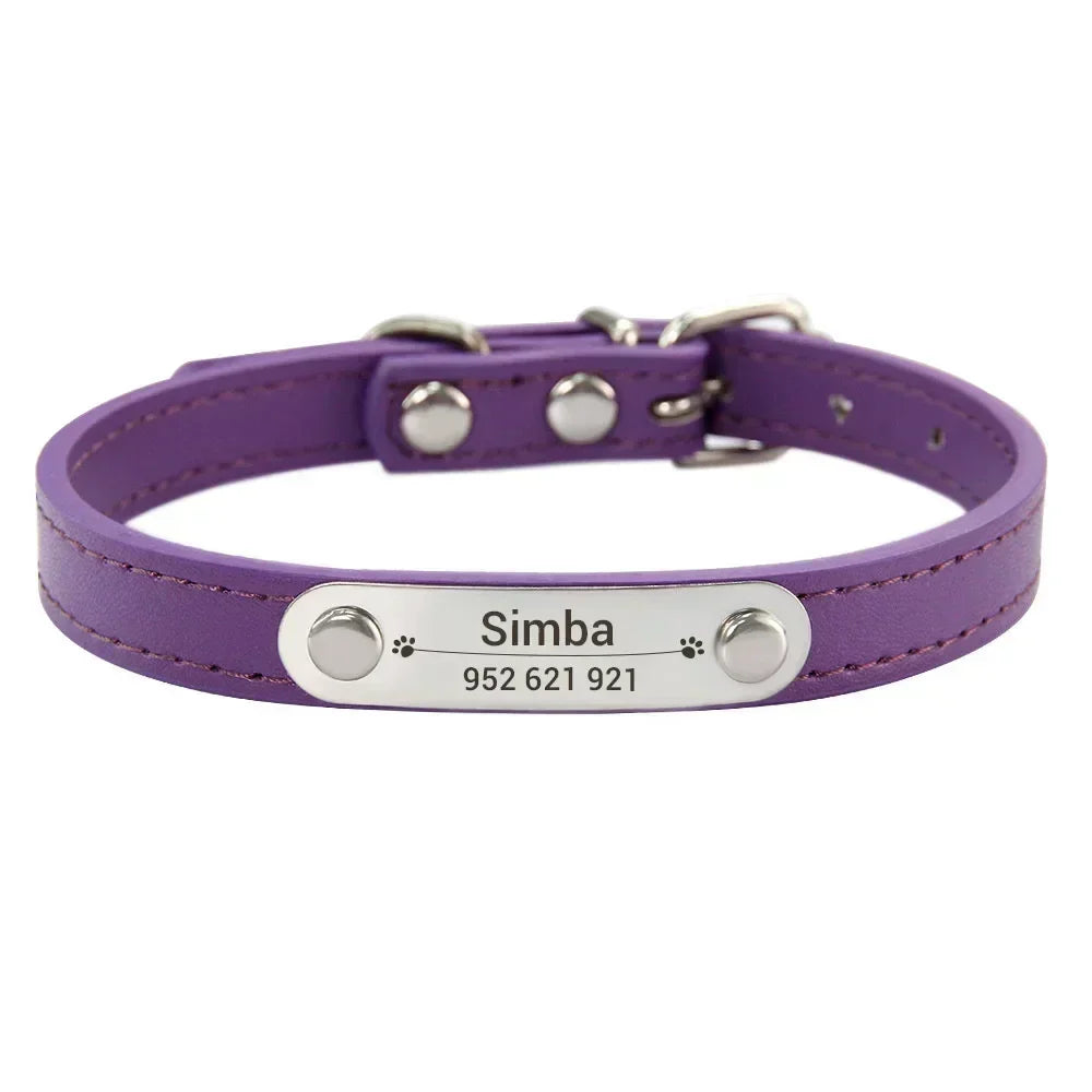 Personalized PU Leather Dog Collar for Small to Large Pets