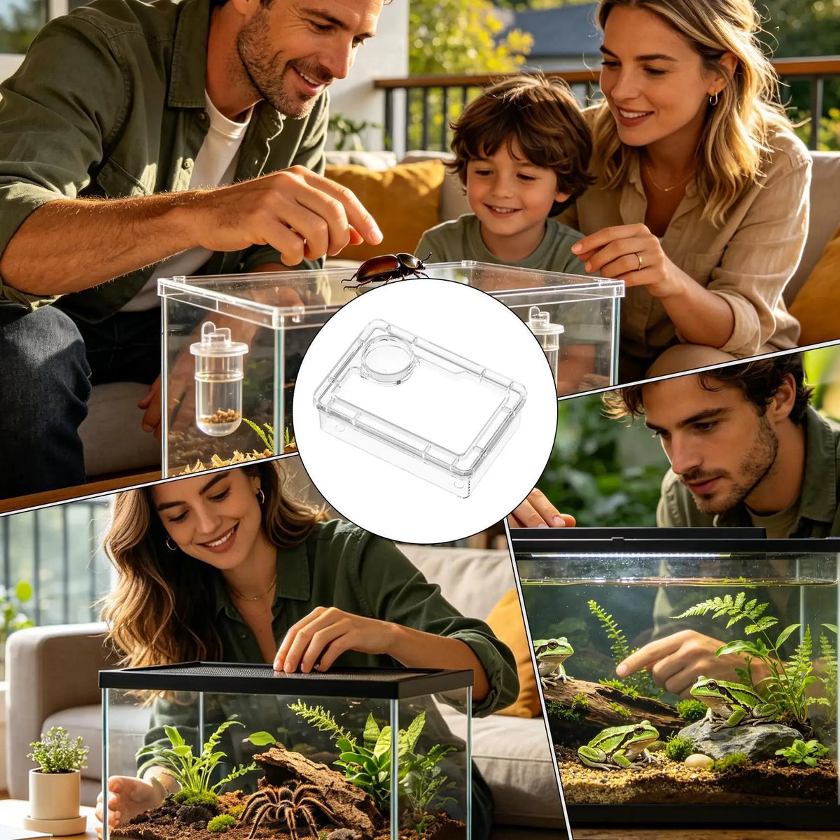 Escape Proof Reptile Food Dish Compartment Feeding Bowl For Leopard Gecko Hermit Crab Frog Spider Chameleon Iguana Lizard Tank