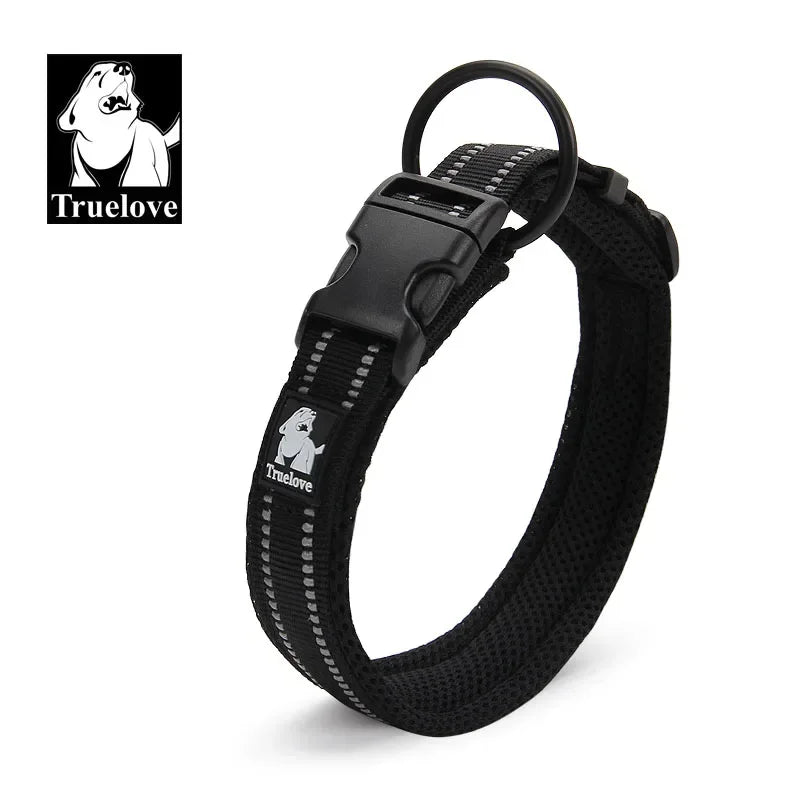 Truelove Reflective Nylon Dog Collar - Adjustable & Padded