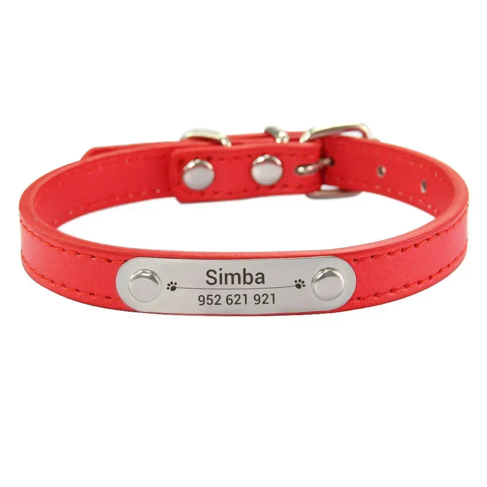 Personalized PU Leather Dog Collar for Small to Large Pets