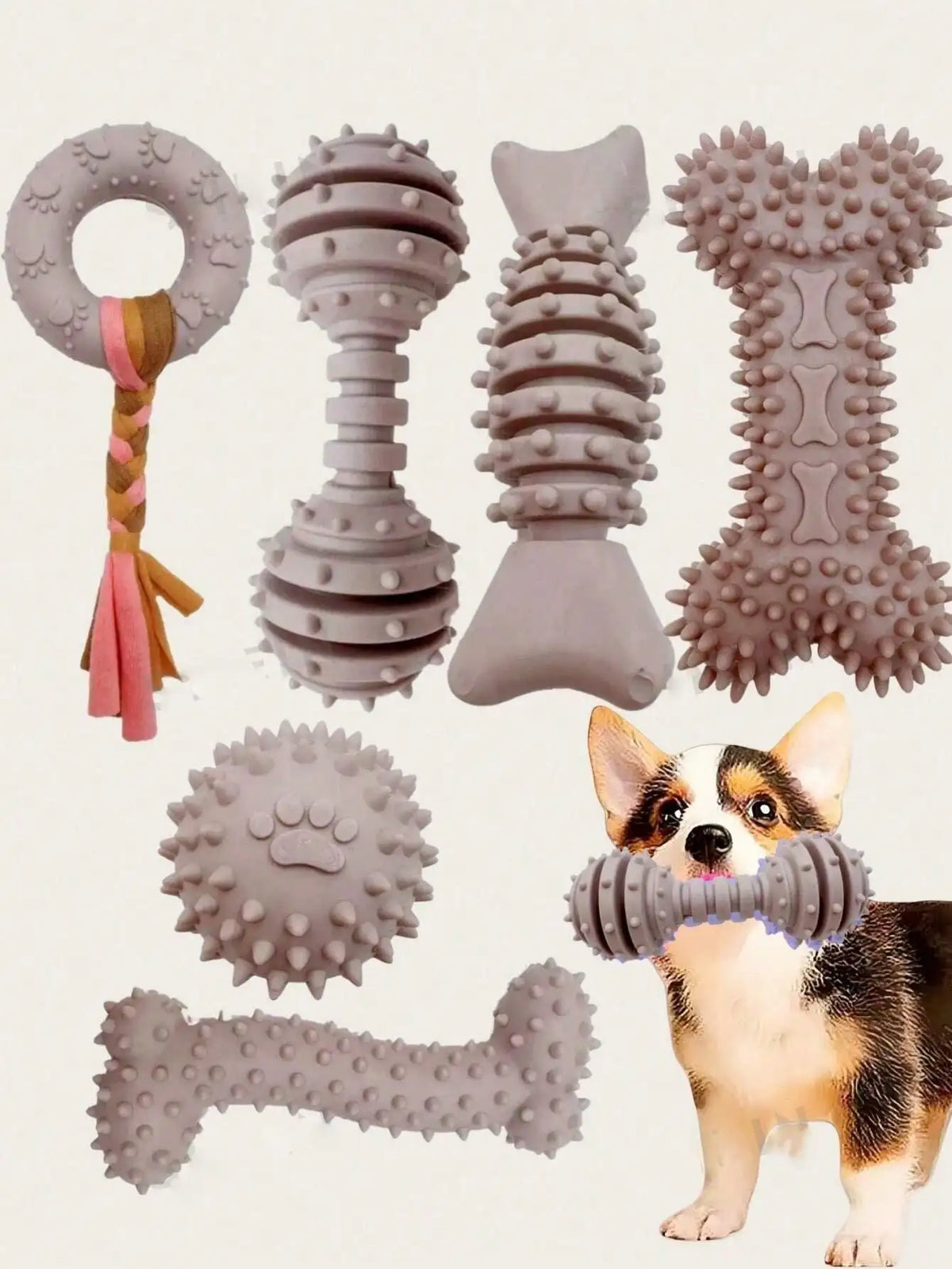 Cute Chew Rubber Toys for Small Dogs - 4Pcs Set
