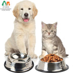 Stainless Steel Dog Cat Bowls - Non-Slip Feeder Set