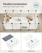 SONGMICS 20 Panels Pet Playpen with Floor, Small Animal Playpen, Pet Fence Indoor, DIY Plastic Enclosure for Guinea Pigs, Bunny,