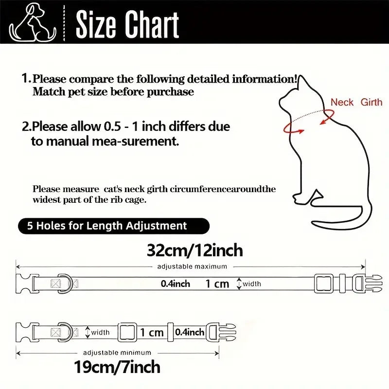 Personalized Nylon Cat Collar with Bell and Engraved Tag
