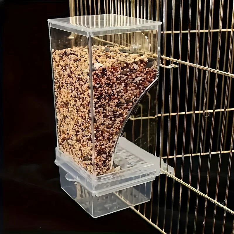 Transparent Acrylic Bird Feeder, Spill-Proof Seed Dispenser for All Birds, Battery-Free, Easy-Clean Outdoor