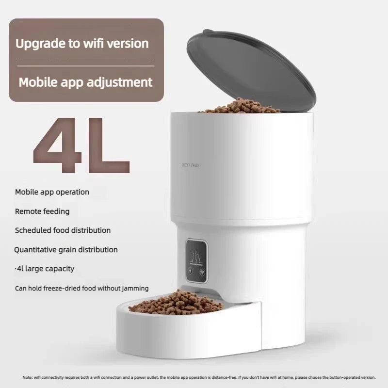 Automatic Pet Feeder 4L with Stainless Steel Bowl
