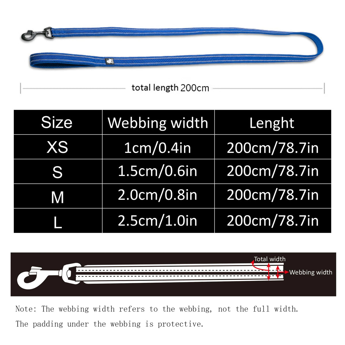 TRUELOVE Reflective Nylon Mesh Dog Leash 200cm