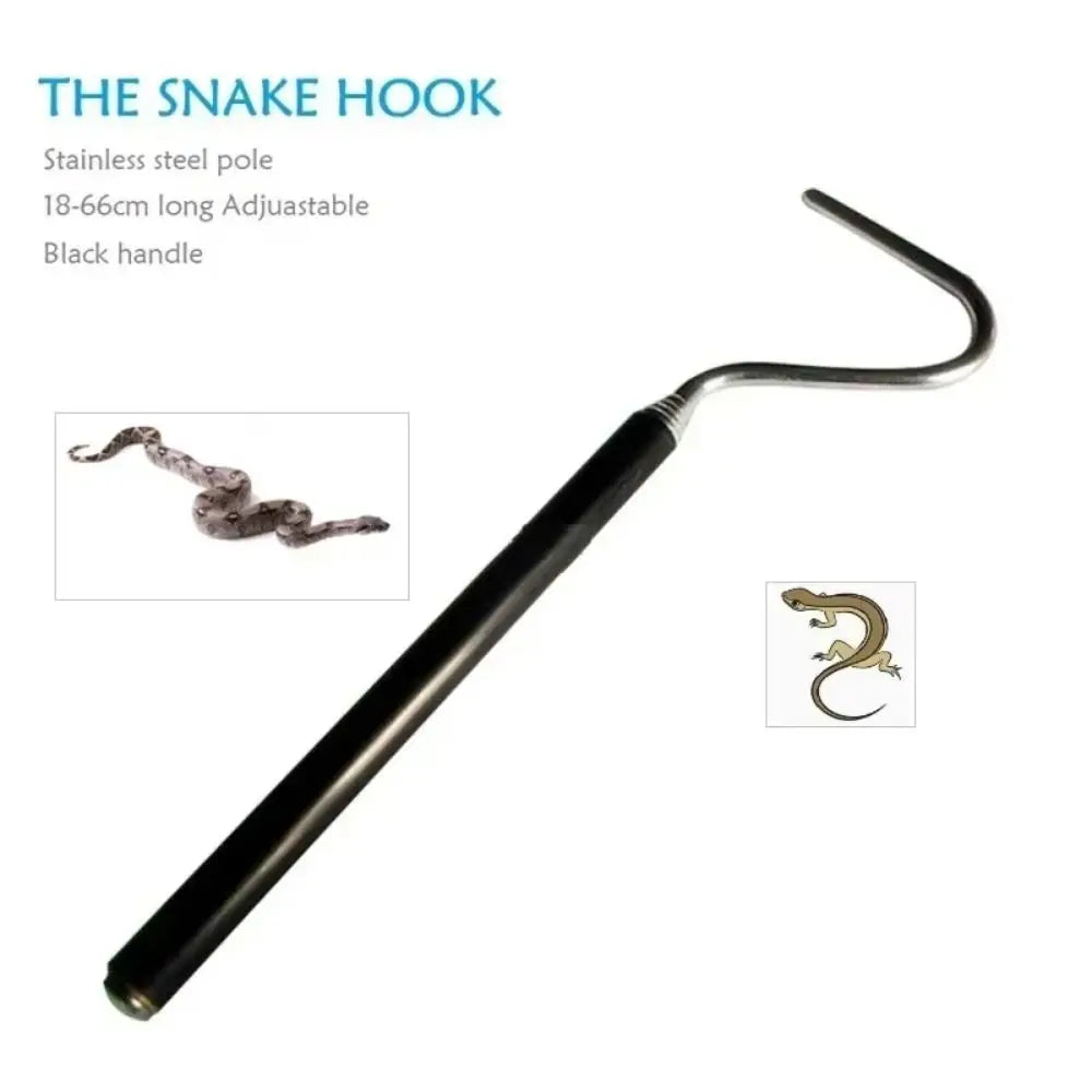 Portable Adjustable Snake Hook Stainless Steel Retractable Reptile Catcher Long Handle Non Slip Grip Snake Catching Tool Outdoor