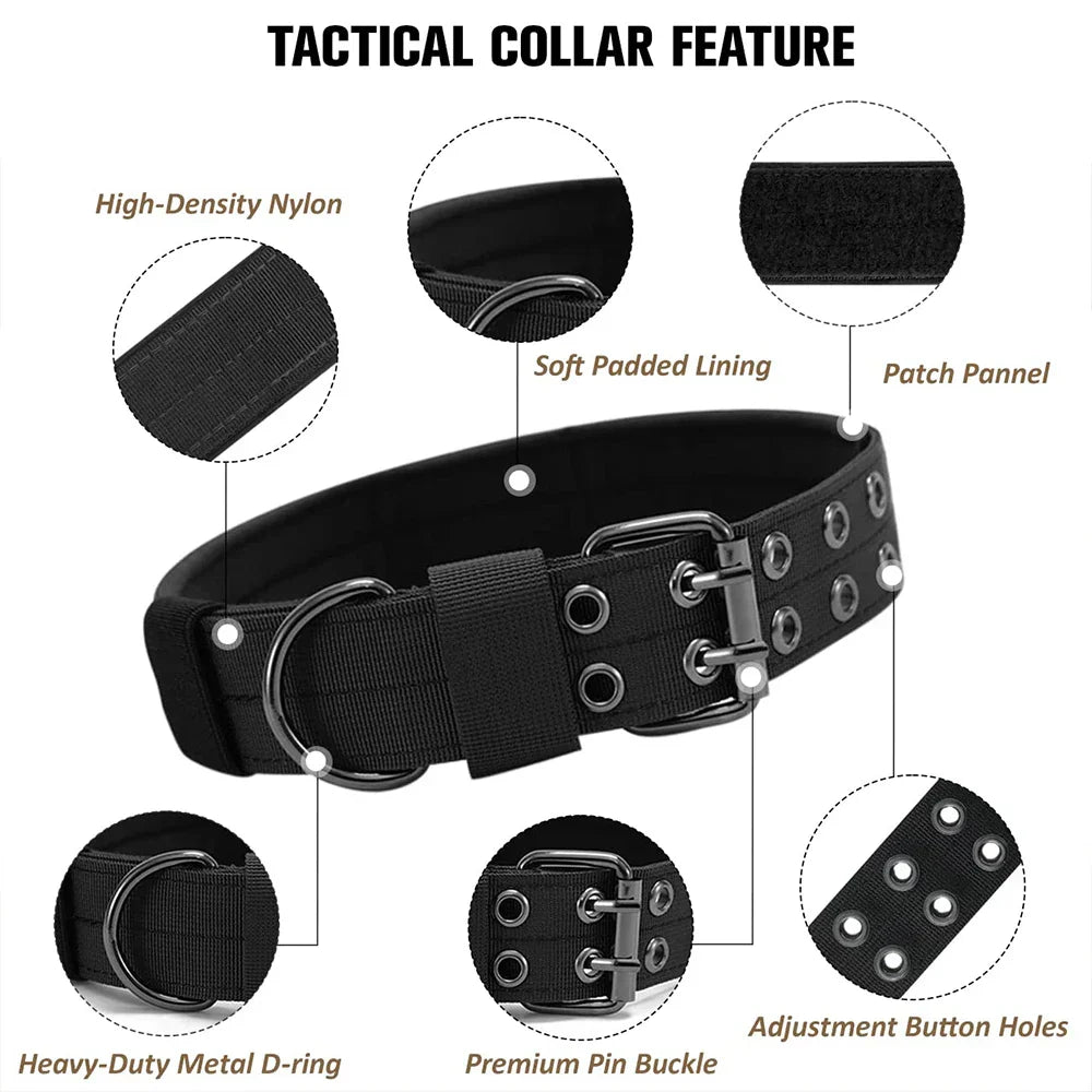 Durable Nylon Tactical Dog Collar for Medium Large Dogs