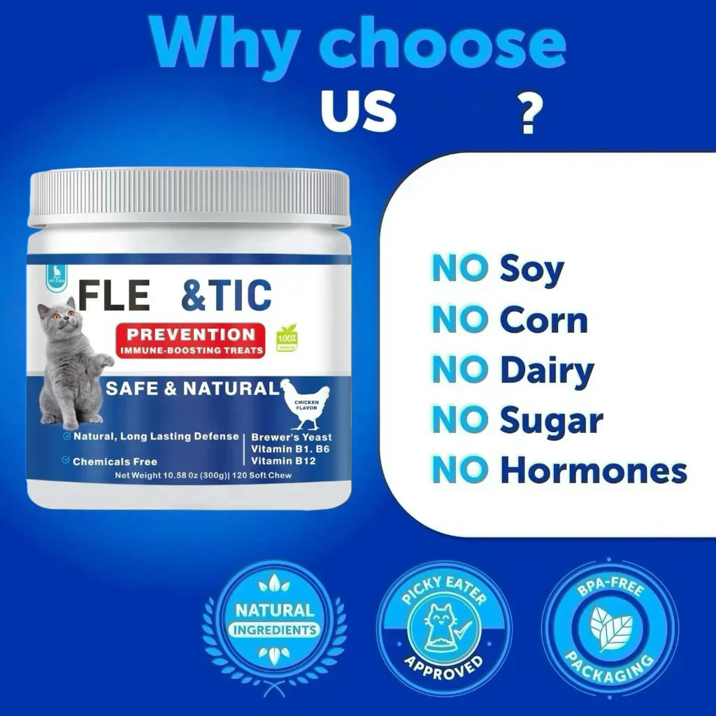 Cat Flea & Tick Control Chewables - Taurine for Cats