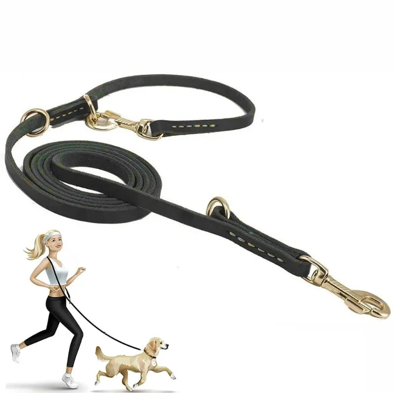 Leather Hands Free Adjustable Service Dog Leash