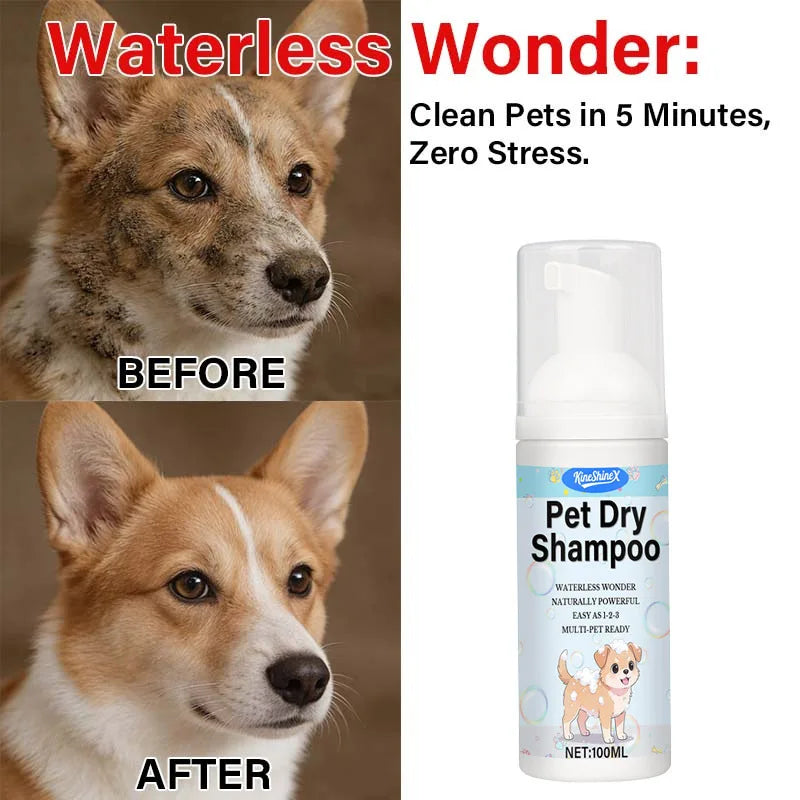 No-Rinse Pet Dry Foam for Cats and Dogs, 100ml