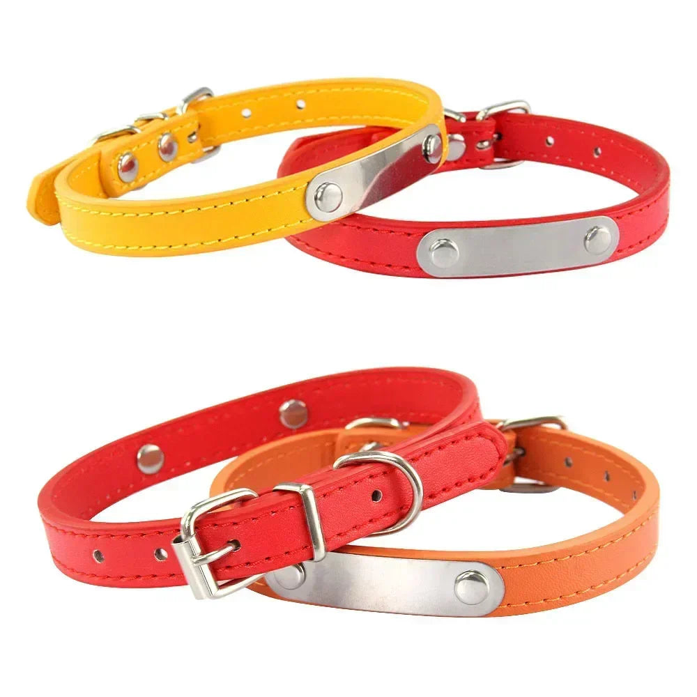 Personalized PU Leather Dog Collar for Small to Large Pets