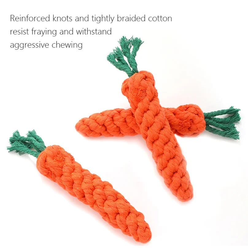Bite Resistant Cotton Rope Dog Chew Toy - Orange Carrot