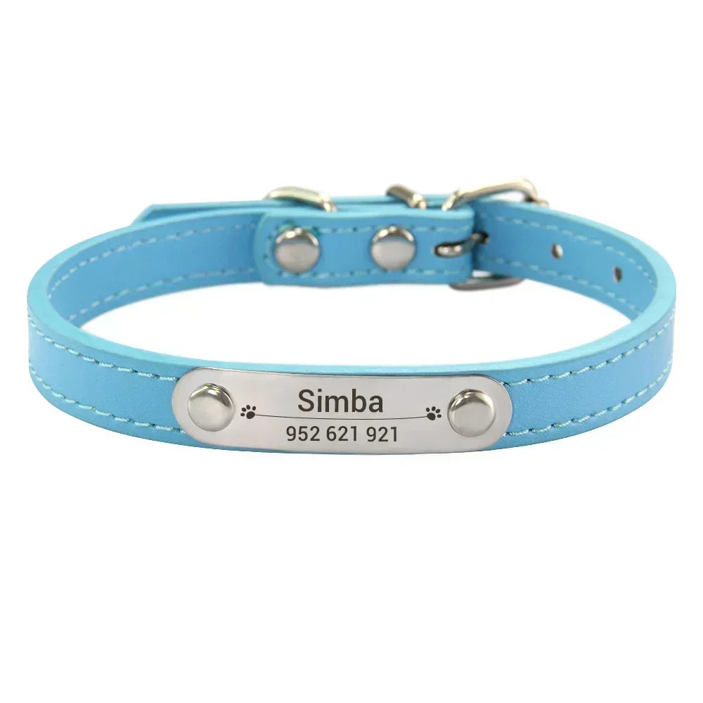 Personalized PU Leather Dog Collar for Small to Large Pets