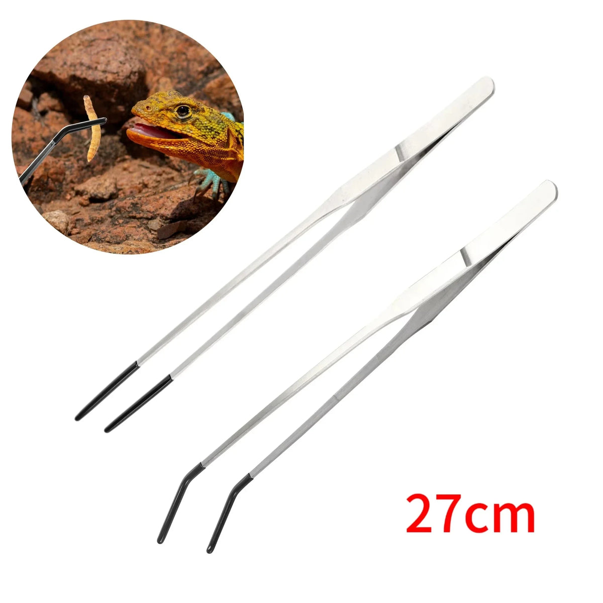Stainless Steel Reptile Feeding Long Tongs Tweezers For Reptile, Lizards, Spider, Tarantula, Hedgehog, Snake, Aquarium