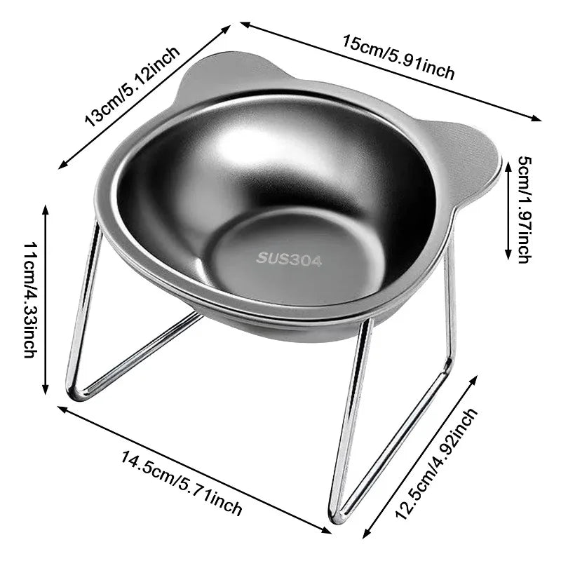 Stainless Steel Slanted Pet Bowl for Cats and Dogs