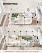 SONGMICS 20 Panels Pet Playpen with Floor, Small Animal Playpen, Pet Fence Indoor, DIY Plastic Enclosure for Guinea Pigs, Bunny,