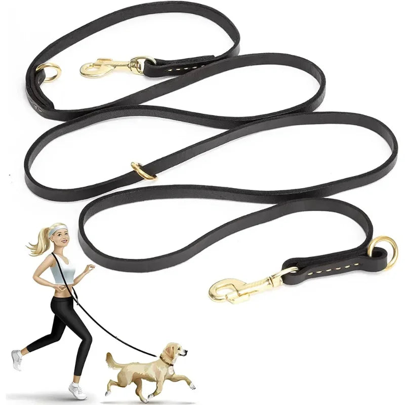 Leather Hands Free Adjustable Service Dog Leash