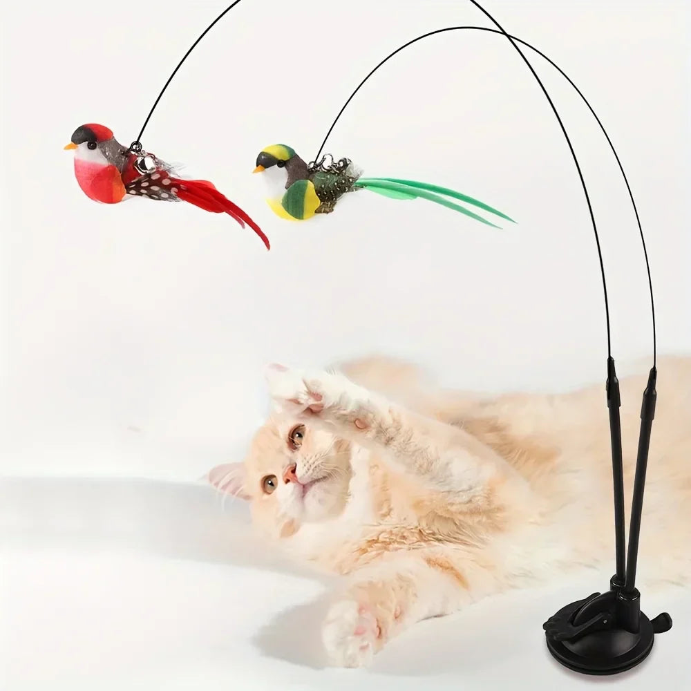 Cat Teasing Stick Set with Strong Suction Cup and Bell